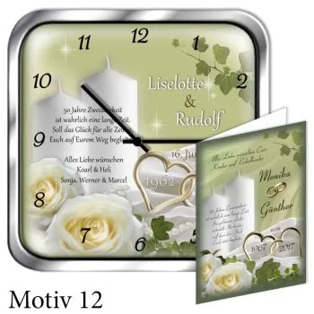 Geschenk zum 50. Hochzeitstag - persönliche Metalluhr eckig